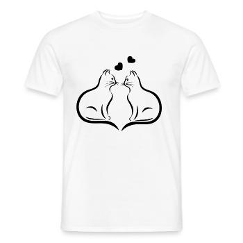Zwei Katzen - Männer T-Shirt - Weiß - Vorne - AI Model Male 178 dark (178cm)