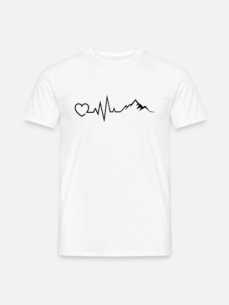 Herzlinien Motiv mit Berge und Herz Geschenk - Männer T-Shirt - Weiß