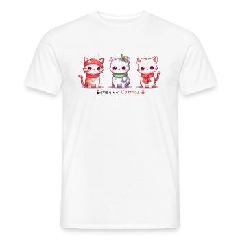 Meowy Catmas Drôles De Chats Noël - T-shirt homme - blanc - Devant - AI Model Male 178 dark (178cm)
