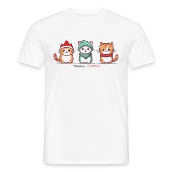 Meowy Catmas Drôles De Chats Noël - T-shirt homme - blanc - Devant - AI Model Male 178 dark (178cm)