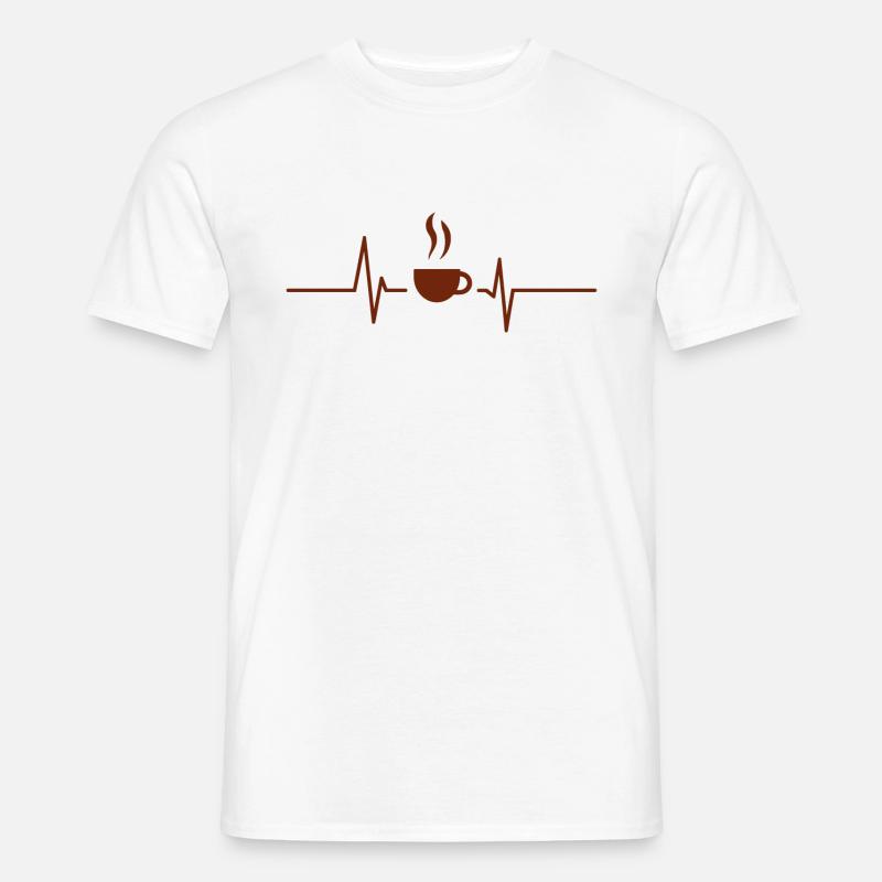 Kaffee - Herzschlag Herzfrequenz - Männer T-Shirt - Weiß
