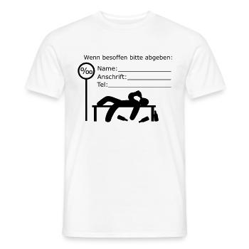 wenn besoffen bitte abgeben bei: (s) - Männer T-Shirt - Weiß - Vorne - AI Model Male 178 dark (178cm)