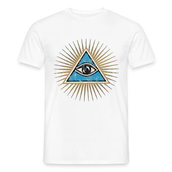 Yeux omniprésents, Triangle, Pyramide, Vintage, Dieu - T-shirt homme - blanc - Devant - AI Model Male 178 dark (178cm)