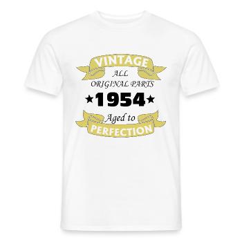 Vintage 1954 70 ans aged to perfection - T-shirt homme - blanc - Devant - AI Model Male 178 dark (178cm)
