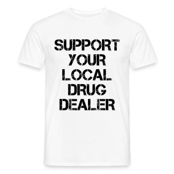 Soutiens ton dealer - T-shirt homme - blanc - Devant - AI Model Male 178 dark (178cm)