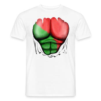 Portugal Flag Ripped Muscles, six pack, chest - Men's T-Shirt - white - Front - AI Model Male 178 dark (178cm)