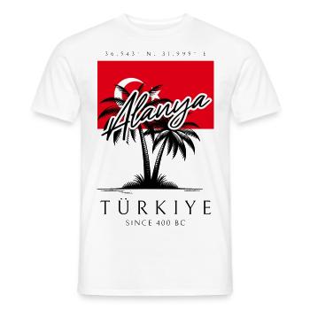 Alanya Palmen Türkei Flagge Reise Souvenir - Männer T-Shirt - Weiß - Vorne - AI Model Male 178 dark (178cm)