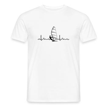 Heartbeat windsurfing surfing surfboard water sports - Men's T-Shirt - white - Front - AI Model Male 178 dark (178cm)