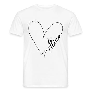 Alina Name Herzlinie - Männer T-Shirt - Weiß - Vorne - AI Model Male 178 dark (178cm)