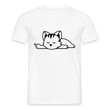 Chat Majeur Paresseux Humour effronté - T-shirt homme - blanc - Devant - AI Model Male 178 dark (178cm)