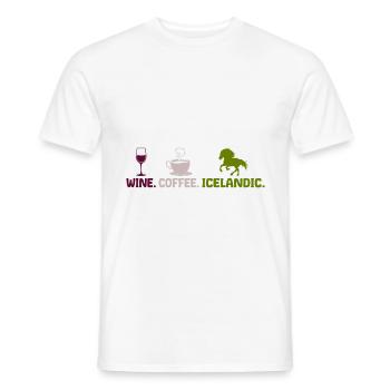 Icelandic horse wine coffee saying for rider - Men's T-Shirt - white - Front - AI Model Male 178 dark (178cm)