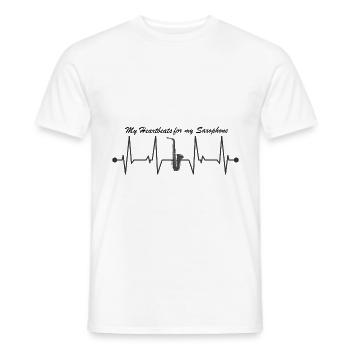 Saxophone saxophone battement de cœur avec sort - T-shirt homme - blanc - Devant - AI Model Male 178 dark (178cm)