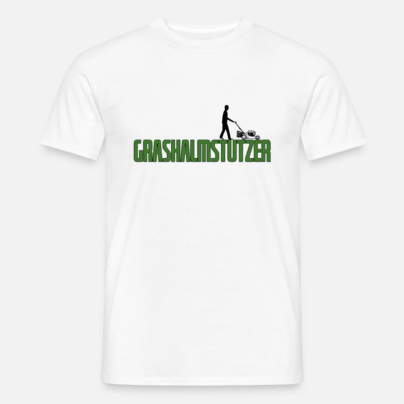 Grashalmstutzer Rasenmäher Gärtner Geschenkidee - Männer T-Shirt - Weiß