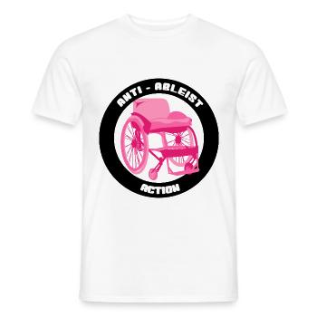 Anti-Ableist Action – Pink Chair Edition - Men's T-Shirt - white - Front - AI Model Male 178 dark (178cm)