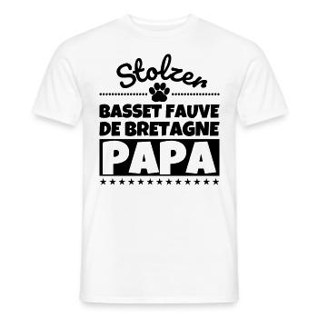 Basset Fauve de Bretagne lustig Herrchen Hund - Männer T-Shirt - Weiß - Vorne - AI Model Male 178 dark (178cm)