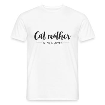 Cat Mother – Vin, amour et humour de chat - T-shirt homme - blanc - Devant - AI Model Male 178 dark (178cm)