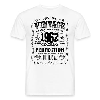 Vintage 1962 Cadeau Anniversaire 57 Ans - T-shirt homme - blanc - Devant - AI Model Male 178 dark (178cm)