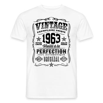 Vintage 1963 Cadeau Anniversaire 56 Ans - T-shirt homme - blanc - Devant - AI Model Male 178 dark (178cm)