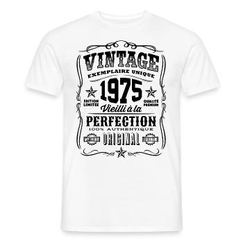 Vintage 1975 Cadeau Anniversaire 44 Ans - T-shirt homme - blanc - Devant - AI Model Male 178 dark (178cm)