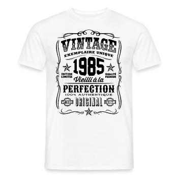 Vintage 1985 Cadeau Anniversaire 34 Ans - T-shirt homme - blanc - Devant - AI Model Male 178 dark (178cm)