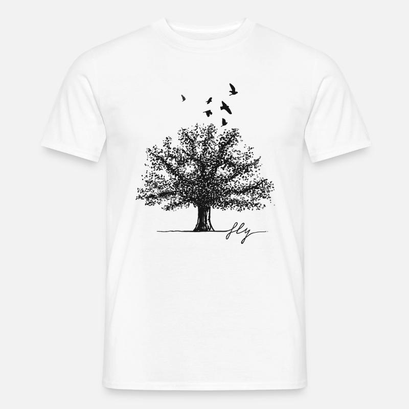 Baum schwarz - Männer T-Shirt - Weiß