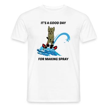Water Skiing Ski Cat Pet Lover Animal Funny Meme - Men's T-Shirt - white - Front - AI Model Male 178 dark (178cm)