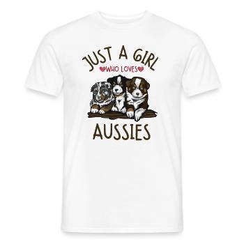 Aussie Lover Girl, Australian Shepherd Lover - Men's T-Shirt - white - Front - AI Model Male 178 dark (178cm)