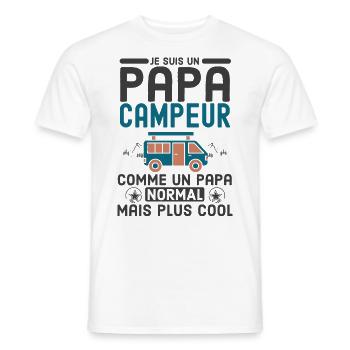 papa campeur - T-shirt homme - blanc - Devant - AI Model Male 178 dark (178cm)