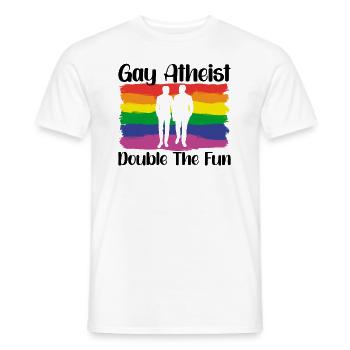 Gay LGBTQ Atheist Atheism Anti Religion Securalism - Männer T-Shirt - Weiß - Vorne - AI Model Male 178 dark (178cm)