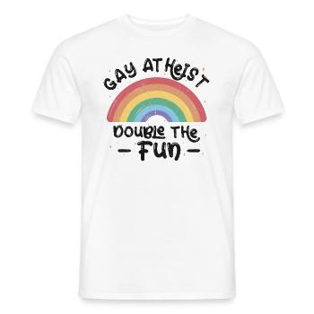 Gay LGBTQ Atheist Atheism Anti Religion Securalism - Männer T-Shirt - Weiß - Vorne - AI Model Male 178 dark (178cm)