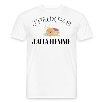 Je peux pas j'ai la flemme - j'peux pas - T-shirt homme - blanc - Devant - AI Model Male 178 dark (178cm)