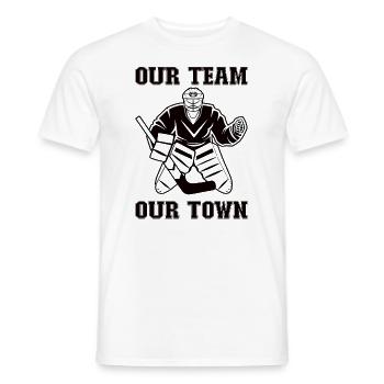 Ice Hockey Player Funny Ice Hockey Team Goalkeeper - Men's T-Shirt - white - Front - AI Model Male 178 dark (178cm)