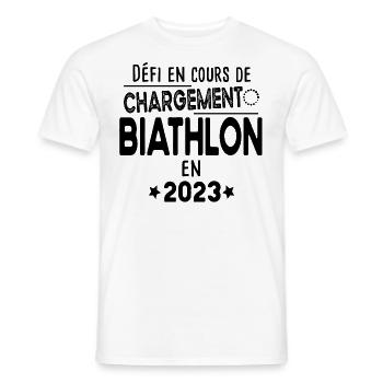 2023 Biathlon Biathlète Sport Ski Tir Humour - T-shirt homme - blanc - Devant - AI Model Male 178 dark (178cm)