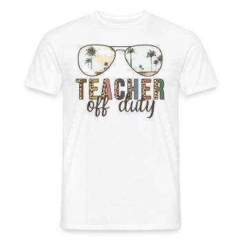 Cute Teacher Leopard Print Globe First Day of - Men's T-Shirt - white - Front - AI Model Male 178 dark (178cm)