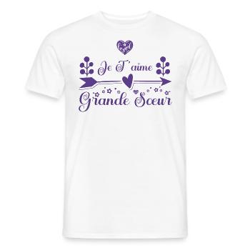 Je t'aime grande sœur. cadeau grande sœur. soeur. - T-shirt homme - blanc - Devant - AI Model Male 178 dark (178cm)