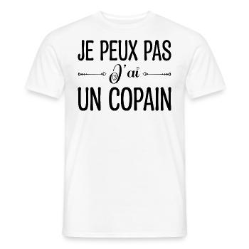 Je peux pas j'ai un copain. cadeau copain, copine. - T-shirt homme - blanc - Devant - AI Model Male 178 dark (178cm)