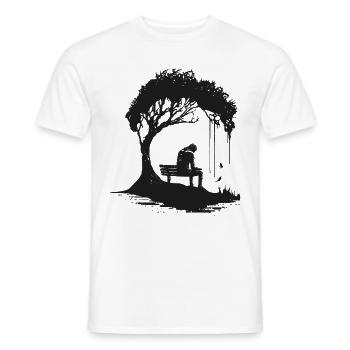 Minimal Design, Tree, Silhouette, Lonely, Nature - Men's T-Shirt - white - Front - AI Model Male 178 dark (178cm)