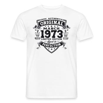 50th birthday Mann Original March Born 1973 - Men's T-Shirt - white - Front - AI Model Male 178 dark (178cm)