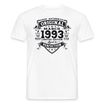 30. Geburtstag Mann Original März Jahrgang 1993 - Männer T-Shirt - Weiß - Vorne - AI Model Male 178 dark (178cm)