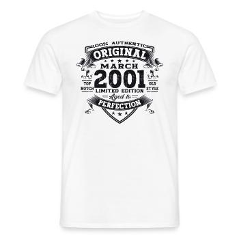 22nd birthday man Original March Born 2001 - Men's T-Shirt - white - Front - AI Model Male 178 dark (178cm)