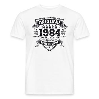 39th birthday Mann Original March Born 1984 - Men's T-Shirt - white - Front - AI Model Male 178 dark (178cm)