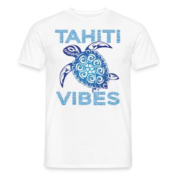 Polynesian Blue Tribal Sea Turtle Tahiti Vibes - Männer T-Shirt - Weiß - Vorne - AI Model Male 178 dark (178cm)