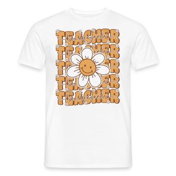 Groovy Retro Kindergarten Teacher Cute Flower - Men's T-Shirt - white - Front - AI Model Male 178 dark (178cm)