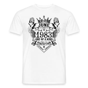 Anniversaire Juin 1983 né en Juin 1983 - T-shirt homme - blanc - Devant - AI Model Male 178 dark (178cm)