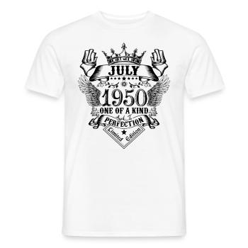 Birthday July 1950 born in July 1950 - Men's T-Shirt - white - Front - AI Model Male 178 dark (178cm)