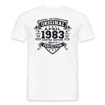 40th birthday man April Born 1983 Original - Men's T-Shirt - white - Front - AI Model Male 178 dark (178cm)