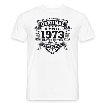 50e anniversaire homme April Né en 1973 Original - T-shirt homme - blanc - Devant - AI Model Male 178 dark (178cm)