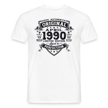 33rd birthday man April Born 1990 Original - Men's T-Shirt - white - Front - AI Model Male 178 dark (178cm)