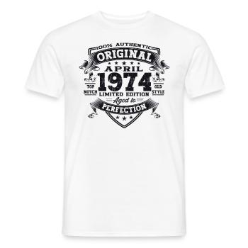 49th birthday man April Born 1974 Original - Men's T-Shirt - white - Front - AI Model Male 178 dark (178cm)
