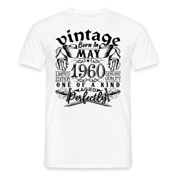 Anniversaire 1960 Mai 1960 ! né en May 1960 - T-shirt homme - blanc - Devant - AI Model Male 178 dark (178cm)